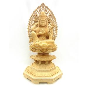 仏像 聖観音菩薩 観音菩薩 観世音菩薩 立像 身丈6.0寸 飛天光背 八角台