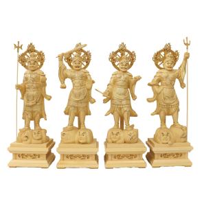 木彫り仏像 東寺形【四天王】セット 欅（ケヤキ） 「持国天・増長天