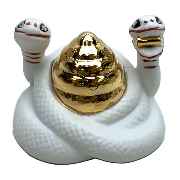 巳神 双頭白蛇 5寸 陶器 神具
