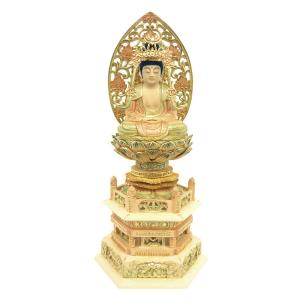 仏像 慈母観音菩薩 立像 総高29cm 宝珠光背 円台 桧木 子安観音 子育て