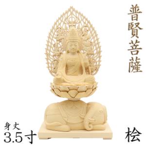 仏像 普賢菩薩 合掌形 座像 3.0寸 飛天光背 八角台 桧木 守り本尊 守護