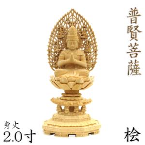 仏像 普賢延命菩薩 座像 3.0寸 四天王付き 円光背 四象乗り円台 桧木