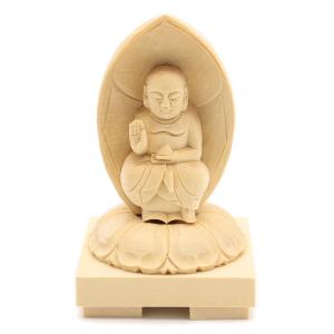 木彫り仏像】 ☆白檀弘法大師（空海） 坐2.0寸 総高16.5cm 「真言宗脇