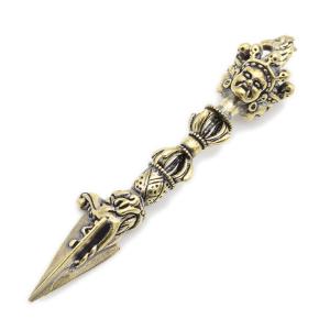 黄銅製仏具 法器 五鈷杵 金剛杵 9cm 金属製 降魔杵 真鍮 密教法具 仏教