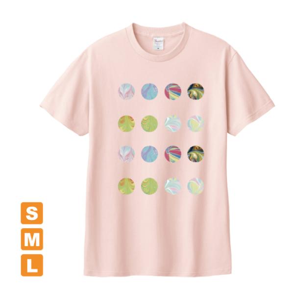 もっとかわいいドット ライトピンク アトリエmimaRe オリジナルイラストプリント 半袖 Tシャツ