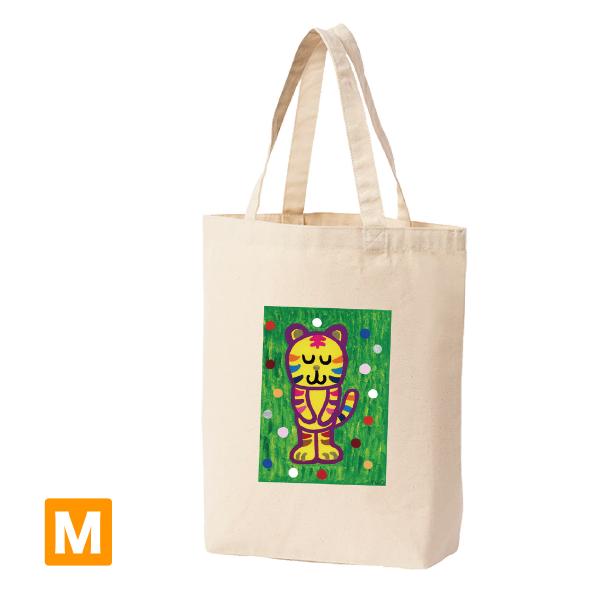Mサイズ　トートバッグ　オリジナル動物キャラクター　イラストセンタープリント　トラくんの挨拶　おくや...
