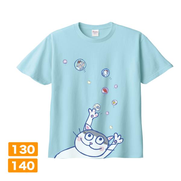 子ども服 半袖 カラー Tシャツ ネコ イラストプリント シャボン玉ごんさん pigorff ライト...