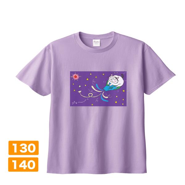 子ども服 半袖 カラー Tシャツ ネコ イラストプリント 食いしん坊くりちゃん pigorff ライ...