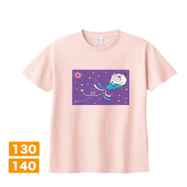 子ども服 半袖 カラー Tシャツ ネコ イラストプリント 食いしん坊くりちゃん pigorff ライ...