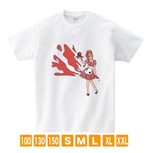 アメリカンダイナー・ケチャップ  サナダシン オリジナルイラスト プリント 半袖 白 Tシャツ｜kuriten