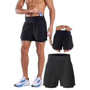 ランニングパンツ マルチポケット メンズ インナー付き ショートパンツ 軽量 吸汗速乾 スマホ収納 揺れにくい マラソン ジョギング トレーニング Statim