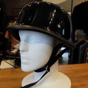 ジャーマンタイプ ハーフヘルメット 装飾用 マットブラック : 黒革