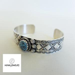 INDIAN JEWELRY ナバホ族 Kevin Ramone スタンプワーク ターコイズ