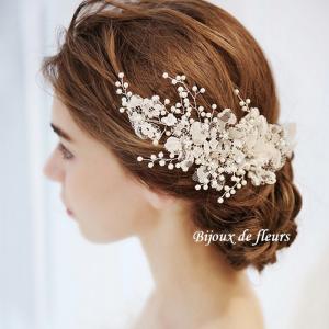 ウェディング ヘッドドレス リボン レース 花 ウェディングヘッドドレス