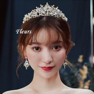 ウェディングティアラ ブライダル ゴールド ティアラ