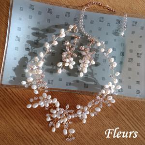 ウェディングジュエリー 小枝モチーフ 2点 セット 淡水パール