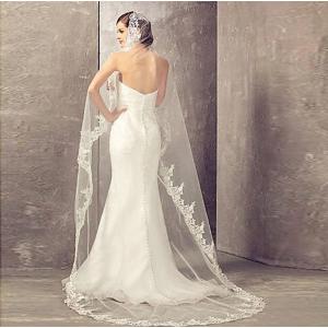 ウェディング マリアベール ロングベール 3m 刺繍 フェイスアップベール