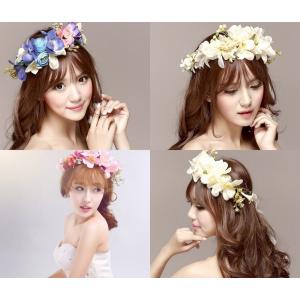 結婚式 ウェディング花かんむり カラフル ホワイト ピンク