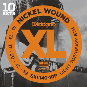 D'Addario XL NICKEL EXL140-10P Light Top / Heavy Bottom ダダリオ (エレキギター弦) (10セット)｜kurosawa-music