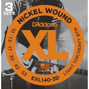 D'Addario XL NICKEL EXL140-3D Light Top / Heavy Bottom ダダリオ (エレキギター弦) (3セット)｜kurosawa-music