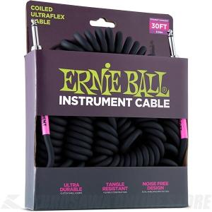 《期間限定！ポイントアップ！》Ernie Ball 30' COILED STRAIGHT/STRAIGHT INSTRUMENT CABLE - BLACK [6044] (シールド)｜kurosawa-unplugged