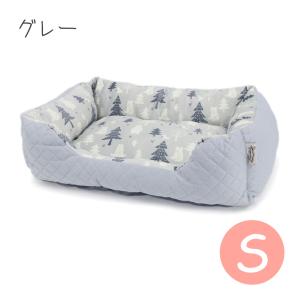 ペットプロ Homey フォレストアニマル スクエアベッド S グレー   犬用 猫用 ベッド