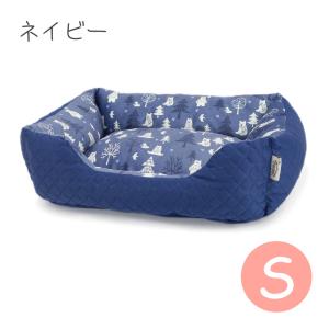 ペットプロ Homey フォレストアニマル スクエアベッド S ネイビー   犬用 猫用 ベッド