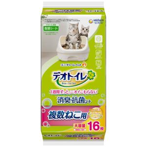 ユニチャーム デオトイレ 複数ねこ用 ふんわり香る消臭・抗菌シートナチュラルソープの香り 16枚｜kurosu