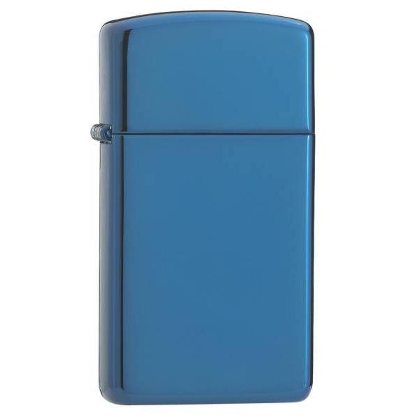 送料無料 ジッポー #20494 サファイアブルー スリムタイプ PVDチタン加工 オイルライター