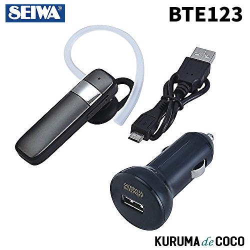 セイワBluetoothイヤホンBTE123 ver5.0 DCフラグ付き ブラック 片耳