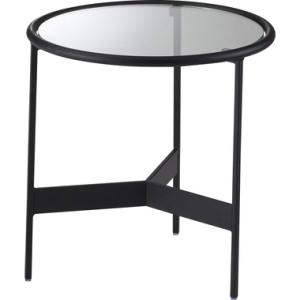 東谷 HIT-240 ラウンドガラステーブルS マットなブラックアイアンの滑らかな曲線とハードなガラ...