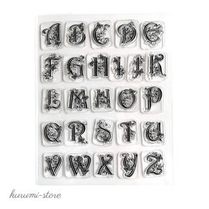▶︎import/海外シリコンスタンプ/フレームと英字 クリアスタンプ アルファベット 英字 大文字 小文字 ワード 手帳