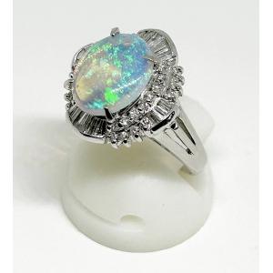 リング PT900 プラチナ 指輪 14.5号 ヒスイ 3.77 ダイヤ 0.080 総重量