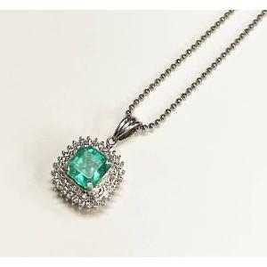 【13-93】Pt900 天然エメラルド1.21ct ダイヤモンド0.31ct ペンダントネックレス 鑑別書付き【菊地質店】｜kushiro78san3