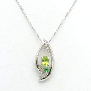 【楠本質店/元住吉】K18WG　ペリドット ペンダントネックレス　ペリドット0.82ct/グロッシュラーガーネット0.27ct/ダイヤ0.07ct｜kusumoto78