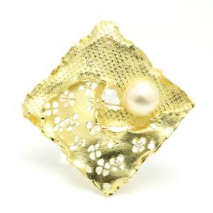 【楠本質店/元住吉】K18　パール＆ダイヤ ペンダントブローチ　パール13mm/ダイヤ0.16ct｜kusumoto78