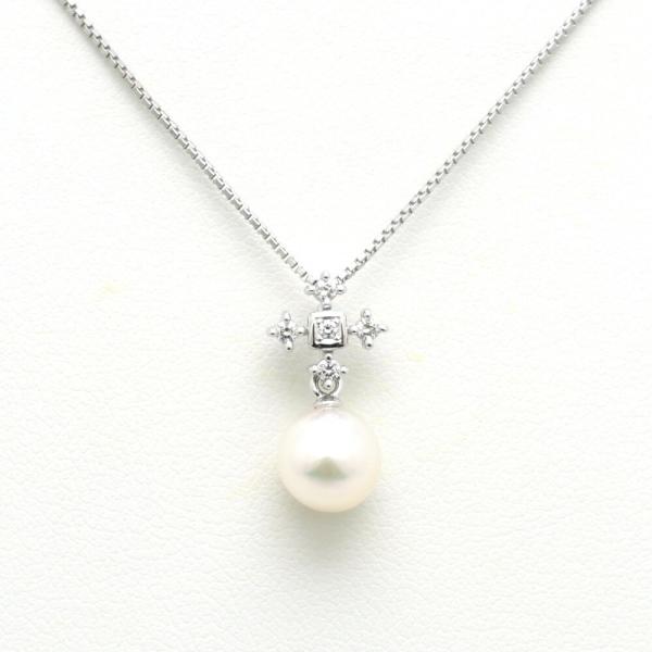 【楠本質店/元住吉】タサキ　K14WG　パール&amp;ダイヤモンド ネックレス　ダイヤ0.06ct/パール...