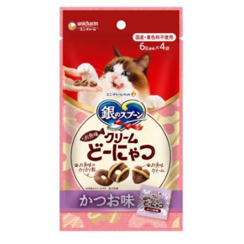 ユニ・チャーム 銀のスプーン お魚味クリーム どーにゃつかつお味 猫用 4袋入