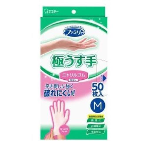 エステー ファミリー ニトリルゴム 極うす手 M ホワイト 50枚入