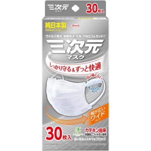 三次元マスク すこし大きめ Lサイズ ホワイト 30枚入