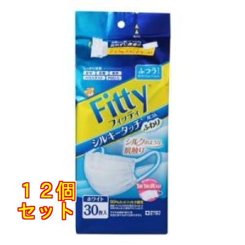 フィッティ シルキータッチ耳ゴムふわりふつう ホワイト 30枚入×12個