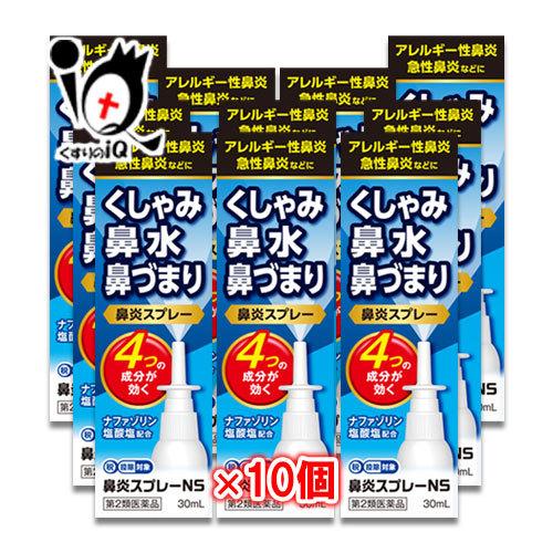 点鼻薬 鼻炎薬 花粉症 薬 ★鼻炎スプレーNS 30mL×10個セット 第2類医薬品 中央製薬 点鼻...