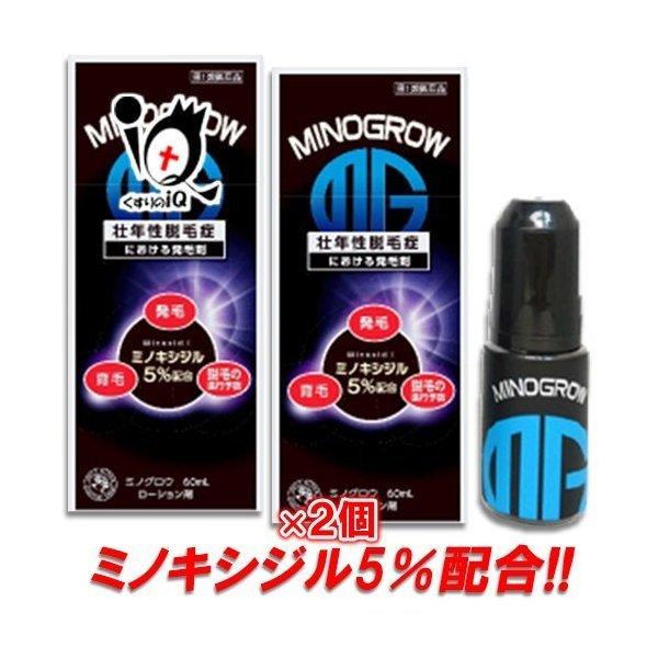 男性用育毛剤 ミノグロウ 60ml×2個セット 第1類医薬品 岩城製薬 ミノキシジル5％配合 発毛 ...