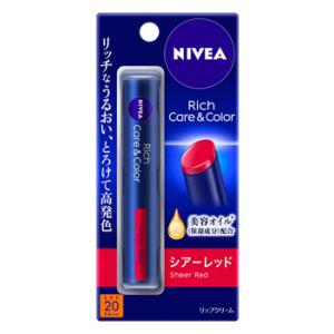 花王 ニベア リッチケア＆カラーリップ シアーレッド SPF20 PA++ (2.0g) リップクリ...