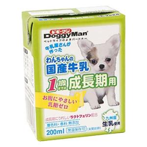 ドギーマン　わんちゃんの国産牛乳　1歳までの成長期用　(200mL)　ドッグフード　犬用ミルク｜kusurinofukutaro