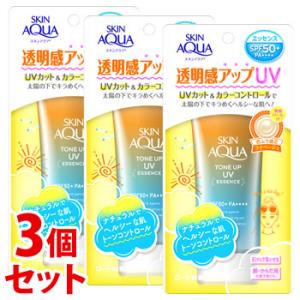 《セット販売》　ロート製薬 スキンアクア トーンアップUVエッセンス ラテベージュ (80g)×3個セット SPF50+ PA++++ 日焼け止め 顔・からだ用｜kusurinofukutaro