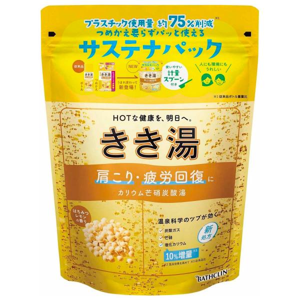 バスクリン きき湯 カリウム芒硝炭酸湯 はちみつレモンの香り (360g) 薬用入浴剤　医薬部外品