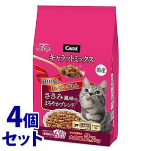 《セット販売》　ペットライン キャラットミックス ささみ風味のまろやかブレンド (2.7kg)×4個...