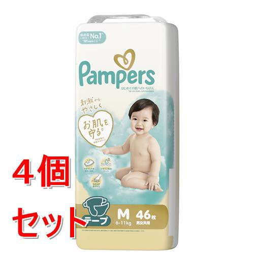 《セット販売》 P&amp;G パンパース　はじめての肌いちテープ　JS　M　46枚×4個セット