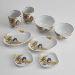 九谷焼 金沢金箔ちらし 8点セット 【吉右衛門窯 限定セット】 おしゃれ